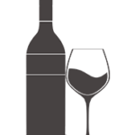 Wine Bottle and Glass icon in dark gray